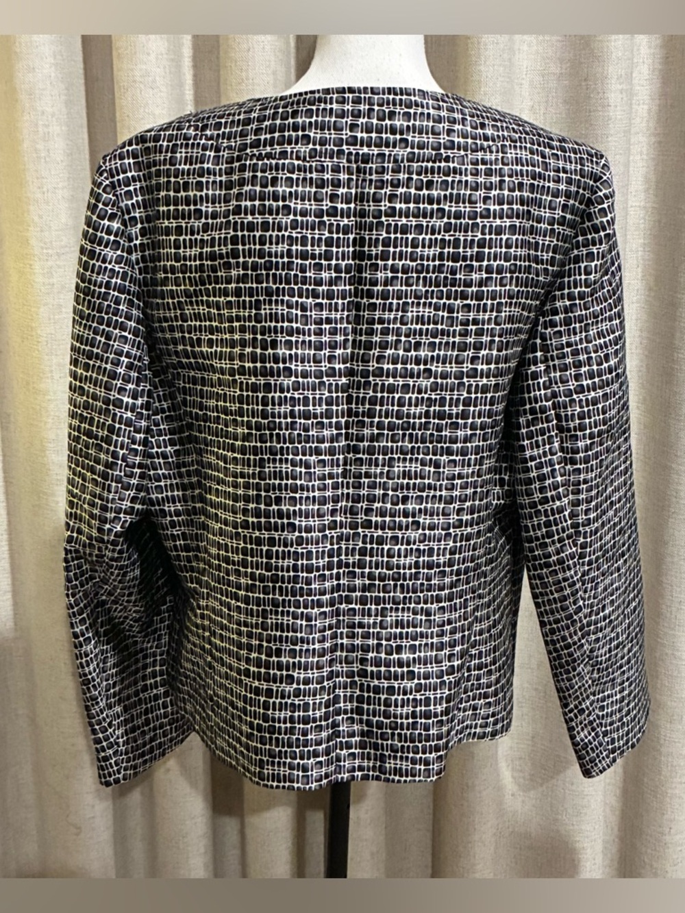 🖤 Talbots Silk Wool Jacket Size 16 XL Black White Gray 🖤 Career Wear - Picture 5 of 7